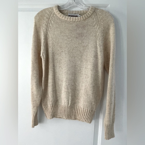 Mens Vintage McGregor Wool Blend Crewneck Sweater Light Beige SZ S Perfect! - Picture 1 of 4